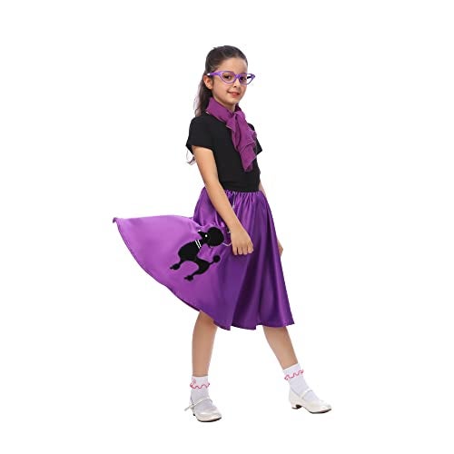 Leadtex 50s Poodle Skirt Sock Hop Costume Accessory Set for Girls with ScarfGlassesSocks - Image 5