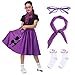 Leadtex 50s Poodle Skirt Sock Hop Costume Accessory Set for Girls with ScarfGlassesSocks - Image 2