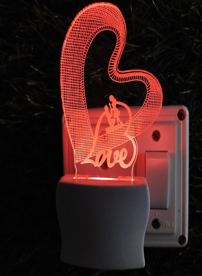 UKANI Love Heart Couple 3D Illusion Acrylic Night Lamp, 7 Colors RGB Auto Colour Changing LED Plug and Play Night Light, Office Light, Best Gift - Pack of 1 (SD004,Multicolour, 3 Inch) - Image 5