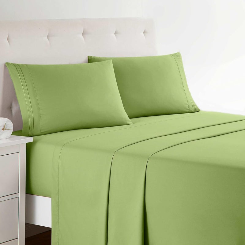 Clara Clark Bed Sheets, Premier 1800 Series 4 Piece Bed Sheet Set, Deep Pocket, Wrinkle, Fade, Stain Resistant, Luxury Soft Bedding Sheets & Pillowcases, Full, Garden Green - Image 1