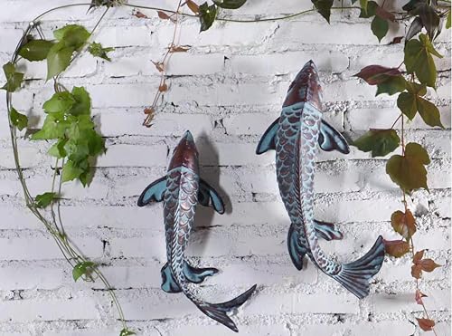 CLYB Garden Statues Koi Fish Decor for Outside,Antique Copper Garden Decor,Large Outdoor Koi Sculptures & Statues for Yard Patio Backyard Pond Decorations,Metal Fish Gifts for Mom Grandma,Set of 2 - Image 2