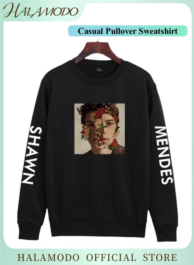 HALAMODO Unisex Casual Pullover Sweatshirt Tops with Printed Round Neck Long Sleeve Sweatshirt Loose Lightweight Blouse Tops for Men and Women - Image 1