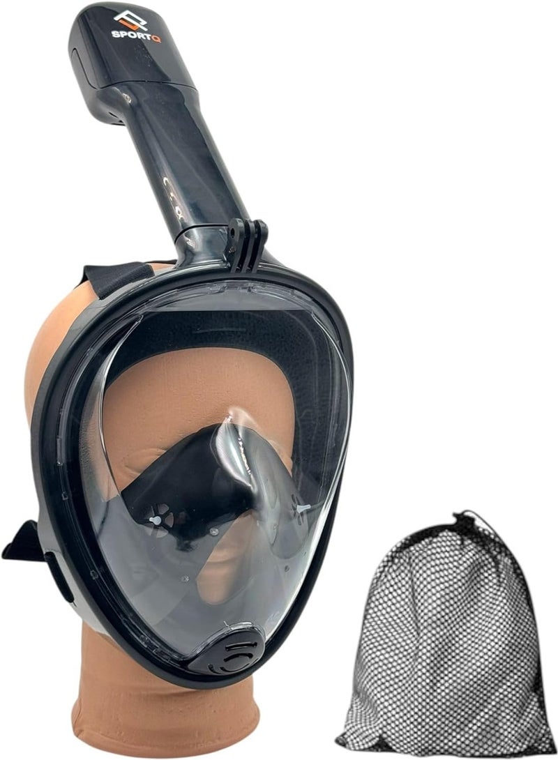 كيوشوب قناع غوص QSHOP® كامل الوجه بتصميم تهوية حرة 180 درجة مع حامل كاميرا قابل للفصل، مضاد للضباب، مع أحزمة رأس قابلة للتعديل، مجموعة غطس احترافية للبالغين والشباب - Image 1