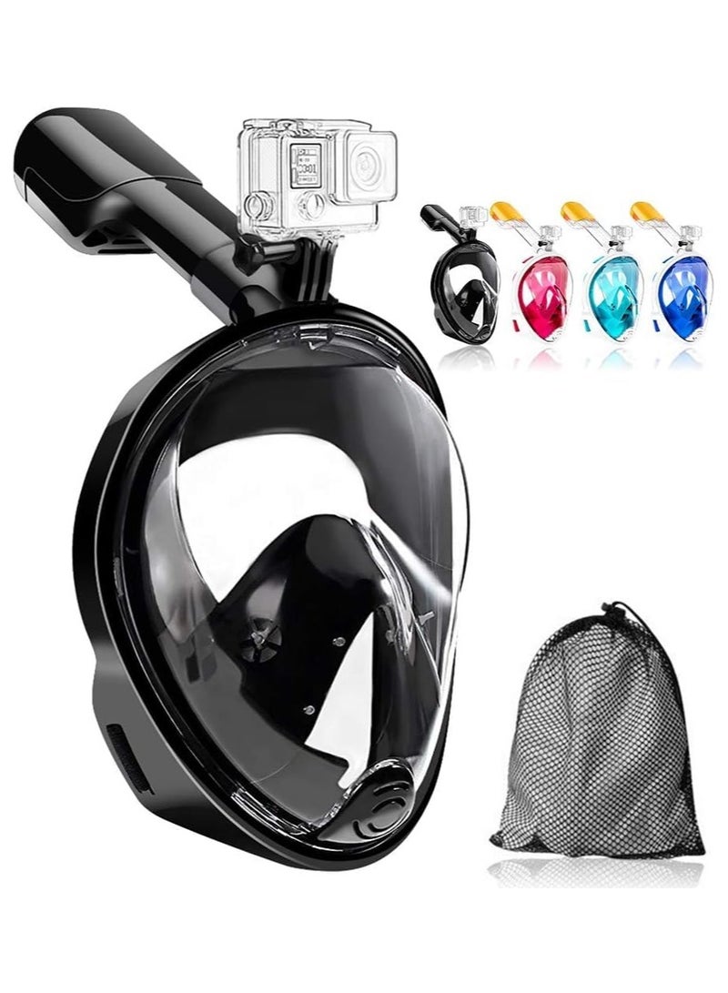 كيوشوب قناع غوص QSHOP® كامل الوجه بتصميم تهوية حرة 180 درجة مع حامل كاميرا قابل للفصل، مضاد للضباب، مع أحزمة رأس قابلة للتعديل، مجموعة غطس احترافية للبالغين والشباب - Image 2