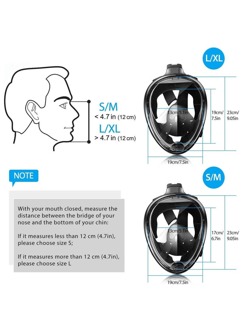 كيوشوب قناع غوص QSHOP® كامل الوجه بتصميم تهوية حرة 180 درجة مع حامل كاميرا قابل للفصل، مضاد للضباب، مع أحزمة رأس قابلة للتعديل، مجموعة غطس احترافية للبالغين والشباب - Image 4