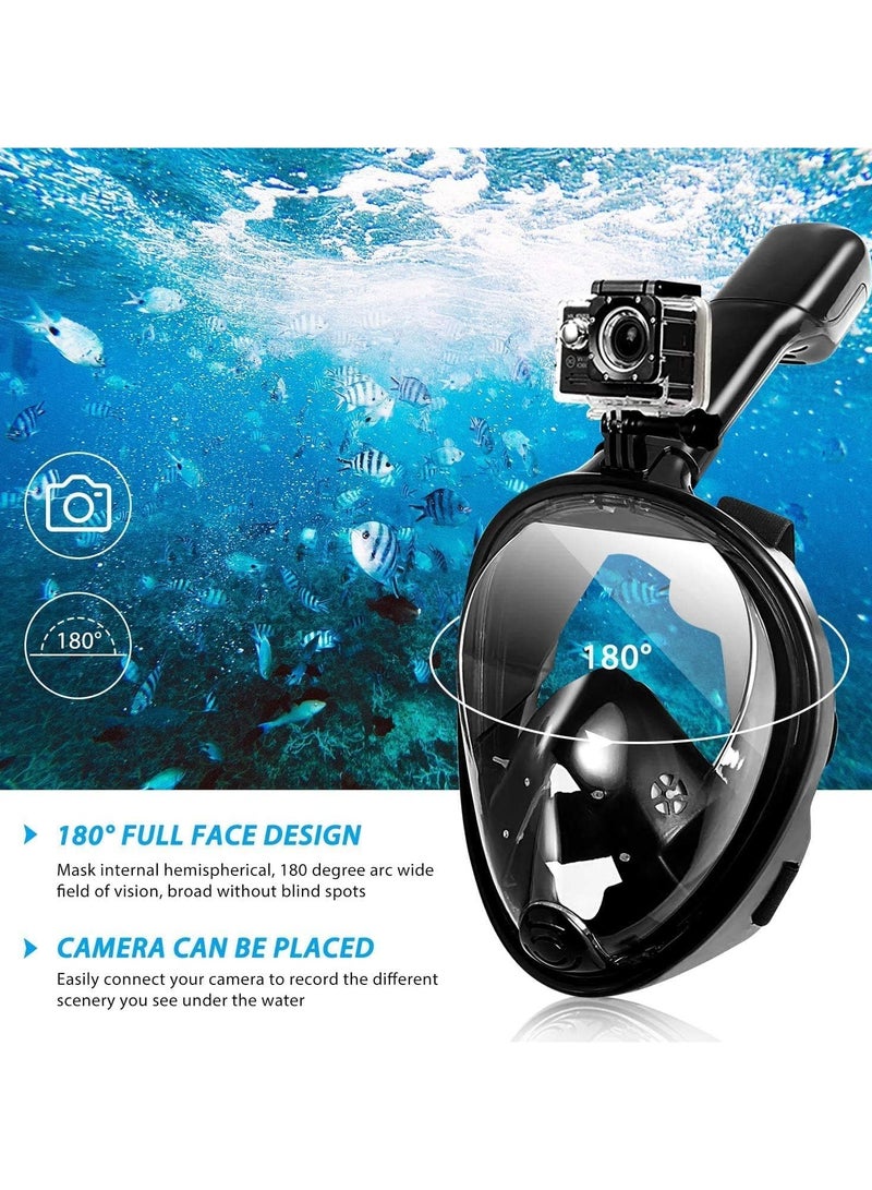 كيوشوب قناع غوص QSHOP® كامل الوجه بتصميم تهوية حرة 180 درجة مع حامل كاميرا قابل للفصل، مضاد للضباب، مع أحزمة رأس قابلة للتعديل، مجموعة غطس احترافية للبالغين والشباب - Image 5