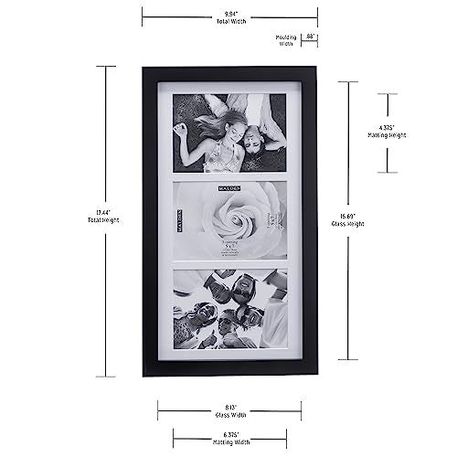 Malden 5x7 3-Opening Matted Collage Picture Frame - Displays Three 5x7 Pictures - Black - Image 5
