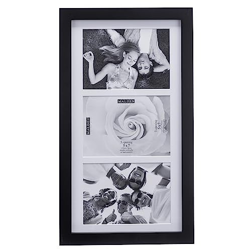 Malden 5x7 3-Opening Matted Collage Picture Frame - Displays Three 5x7 Pictures - Black - Image 1