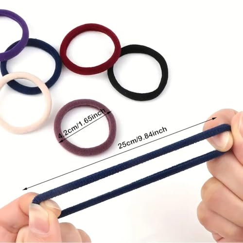 Elina 60 Pcs Dark Colors Ponytail Holders Hair Ties Rubber Bands for School Girls, Women Cotton Soft for Thick Elastic Scrunchie Non-slip Stretchable Head Elastic (Pack of 60) - Image 4