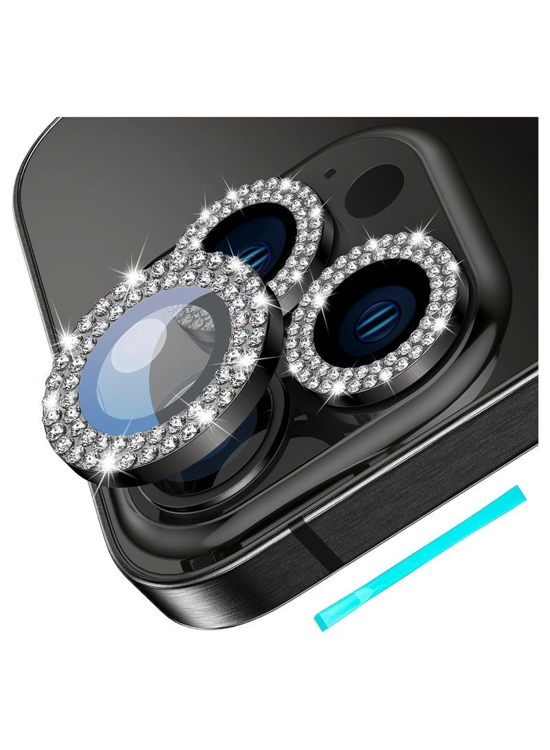 iPhone 15 Pro & iPhone 15 Pro Max Camera Lens Protector Bling, Tempered Glass Screen Protector Protection Camera Cover Diamond Metal Individual Ring for 15 Pro 6.1" /15 Pro Max 6.7" 2023 - Image 1