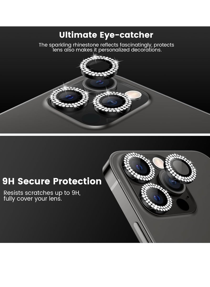 iPhone 15 Pro & iPhone 15 Pro Max Camera Lens Protector Bling, Tempered Glass Screen Protector Protection Camera Cover Diamond Metal Individual Ring for 15 Pro 6.1" /15 Pro Max 6.7" 2023 - Image 5