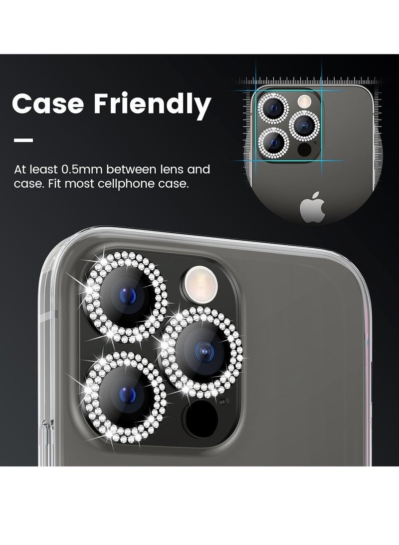 iPhone 15 Pro & iPhone 15 Pro Max Camera Lens Protector Bling, Tempered Glass Screen Protector Protection Camera Cover Diamond Metal Individual Ring for 15 Pro 6.1" /15 Pro Max 6.7" 2023 - Image 2