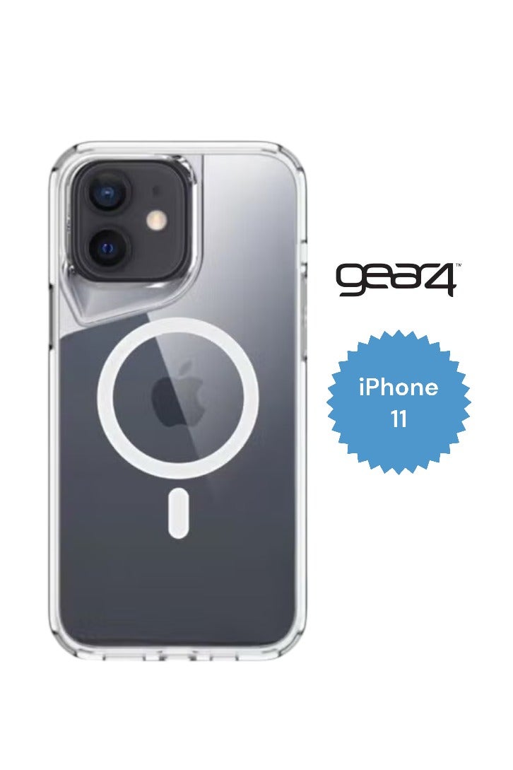 Gear4 iPhone 11, Shockproof Case, Anti-Scratch Magnetic Protective Cover with MagSafe Wireless Charging, Made of High-Quality TPU - Clear