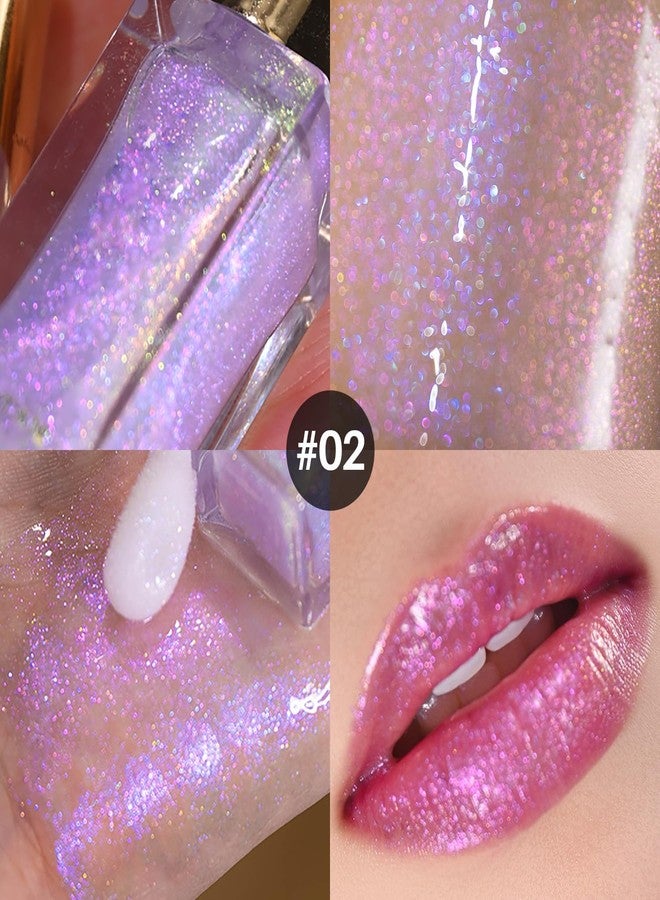 CHARMACY Aurora Chameleon Moisturizing Lip Gloss, MultiColor Shifting Shimmer Lip Gloss, Hydrating Non-Sticky Formula Glitter Lip Glaze, Easy to Apply, Long-Lasting, High-Shine Sheer Finish #02 - Image 2