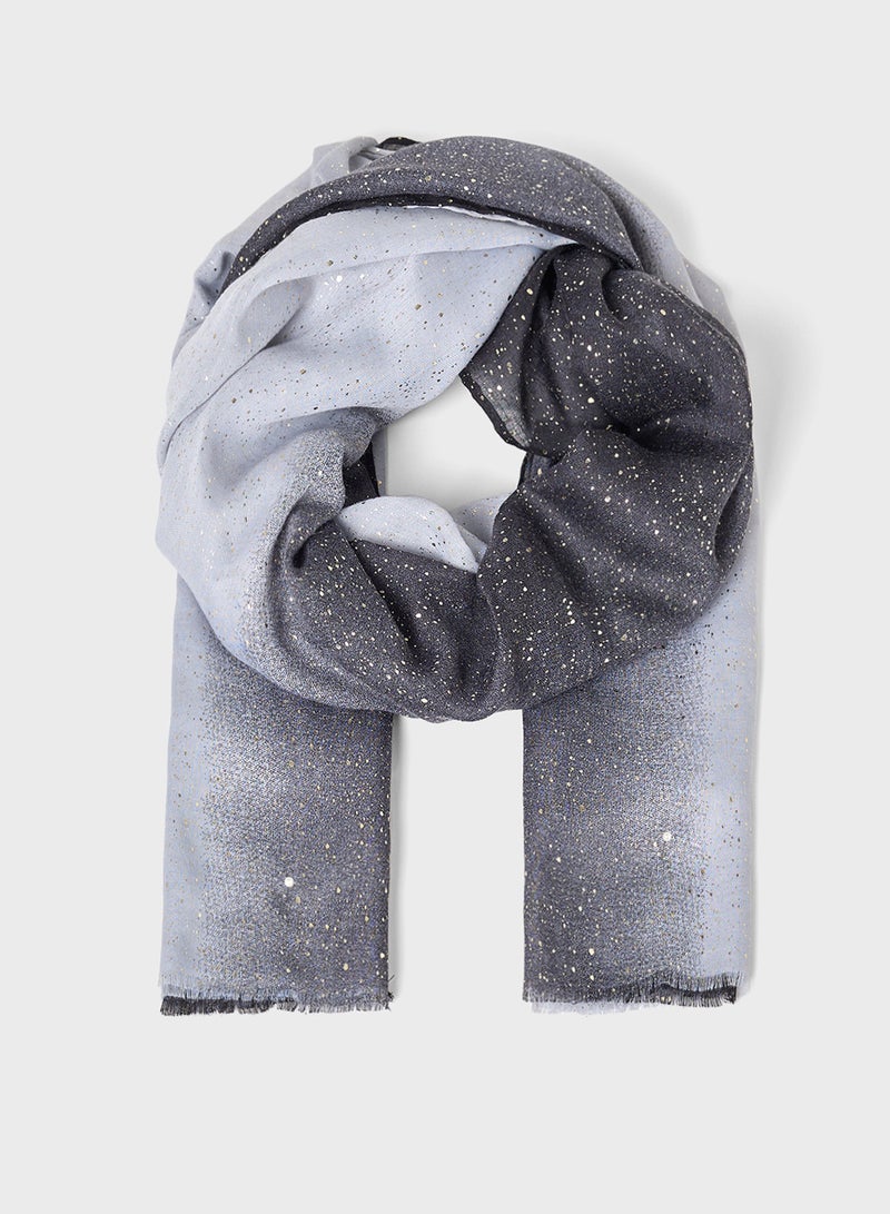 Khizana Ombre Metallic Print Long Hijab Scarf - Image 1