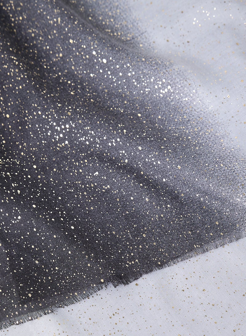 Khizana Ombre Metallic Print Long Hijab Scarf - Image 2