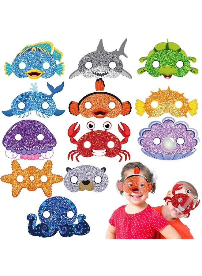 Minatee 24 Pieces Ocean Animal Masks for Kids Under the Sea Animal Birthday Party Costume Shark Masks Sea Creatures Octopus Costume Under the Sea Marine Themed party favor - Image 4