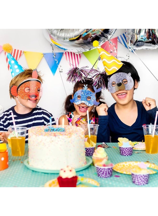 Minatee 24 Pieces Ocean Animal Masks for Kids Under the Sea Animal Birthday Party Costume Shark Masks Sea Creatures Octopus Costume Under the Sea Marine Themed party favor - Image 5