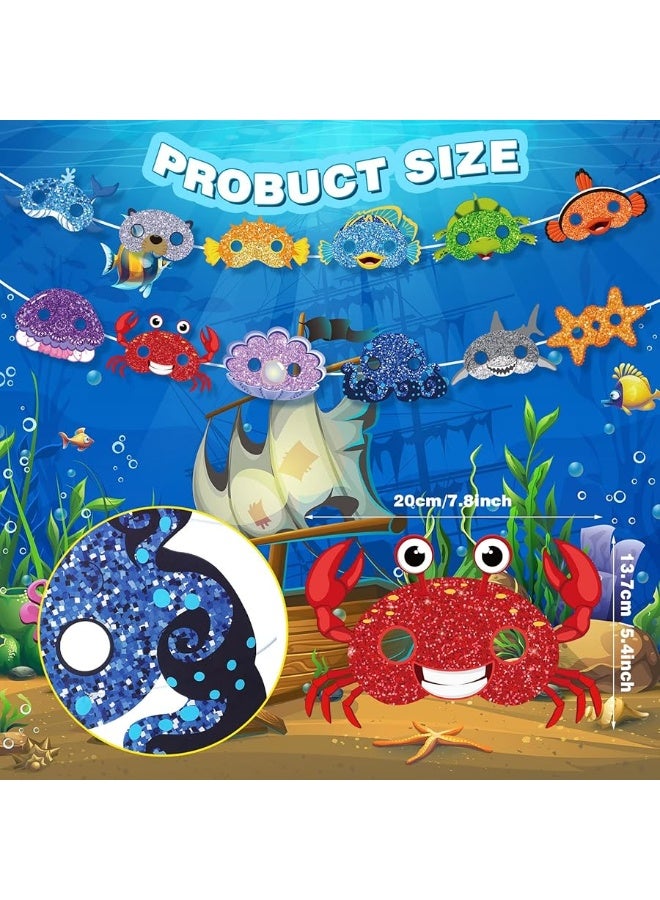 Minatee 24 Pieces Ocean Animal Masks for Kids Under the Sea Animal Birthday Party Costume Shark Masks Sea Creatures Octopus Costume Under the Sea Marine Themed party favor - Image 3