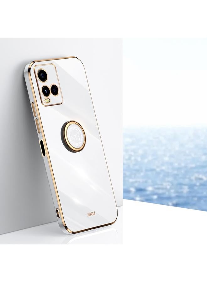 Case For vivo Y33s Global XINLI Straight Edge 6D Electroplate TPU Phone Case with Ring Holder