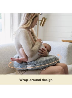 My Brest Friend Deluxe Nursing Pillow For Breastfeeding And Bottle Feeding  Enhanced Posture Support Feeding Pillow  Double Straps And Removable Extra Soft SliPiecesover  Flower Key Grey  - Image 4