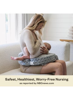 My Brest Friend Deluxe Nursing Pillow For Breastfeeding And Bottle Feeding  Enhanced Posture Support Feeding Pillow  Double Straps And Removable Extra Soft SliPiecesover  Flower Key Grey  - Image 5