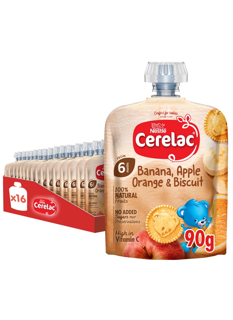 Cerelac Banana, Orange & Biscuit Puree 16 x 90g - Image 1