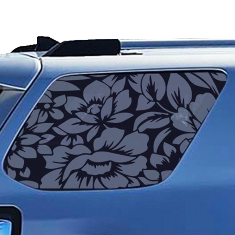 xinghe Universal 2PCS 42x100cm Rear Side Window Flower Decal Universal Matte Black Car Truck Window Vinyl Sticker, Floral Decorative Decal for SUV Pickup Truck - Image 1