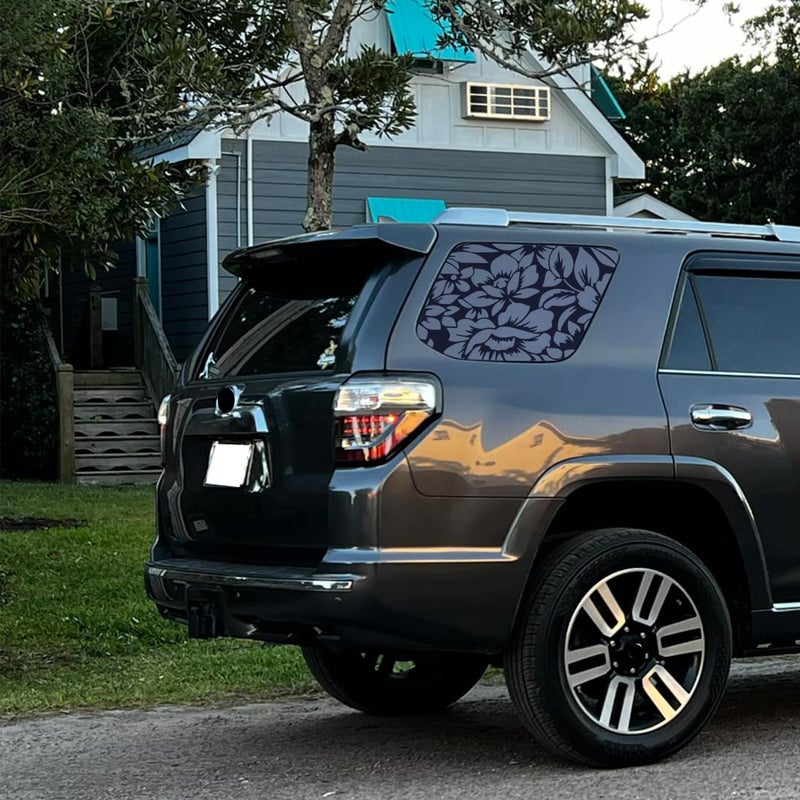 xinghe Universal 2PCS 42x100cm Rear Side Window Flower Decal Universal Matte Black Car Truck Window Vinyl Sticker, Floral Decorative Decal for SUV Pickup Truck - Image 3