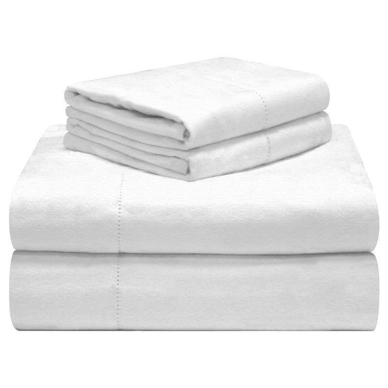 Celeste Home 190 GSM Queen Winter White Sheet Set Warm Cozy 100 Cotton Flannel PreShrunk Extra Soft Deep Pockets Easy Fit Elastic All Around Comfy Double Brushed