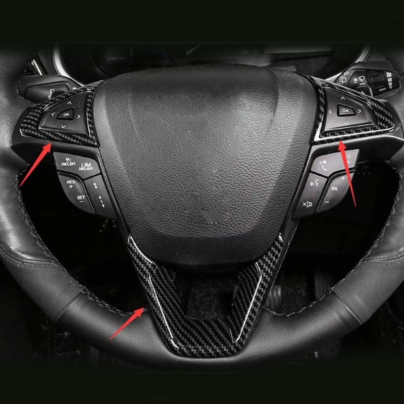 Wivplex 3PCS Carbon Fiber Steering Wheel Cover Trim for Ford Edge - Image 5