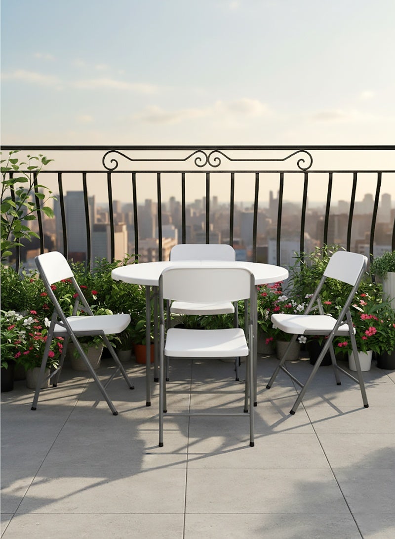AGD Round Foldable Plastic Table, Metal Frame, Ideal for Trips, Camping, and Home, 122*73 cm - Image 2