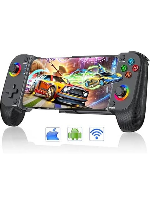 Wireless Hall Joystick Phone Controller for iPhone/Android with RGB Support for Xbox Game Pass, PlayStation, Steam Link, Call of Duty, Minecraft, Roblox, Cloud Android Controller.