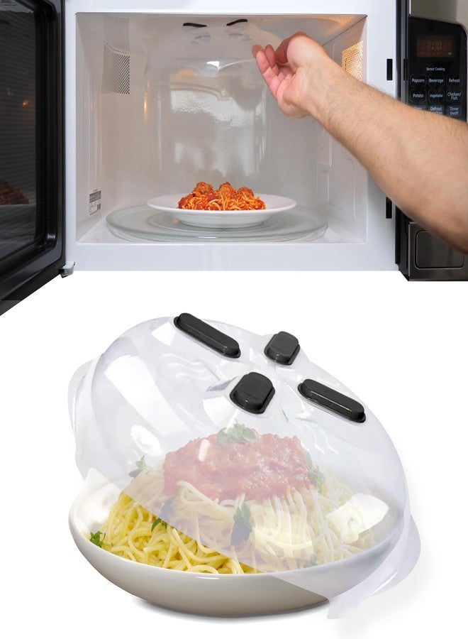 HOVER COVER Magnetic Microwave Splatter Cover, Clear Microwave Cover for Food - Vented & Magnetic, 12-inch, Food Grade Plate Cover, BPA Free - Black - Image 1