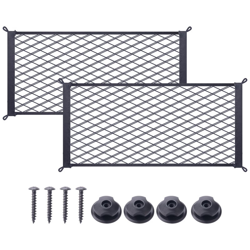 MWMNUN 2 Pcs Universal Stretch Mesh Car Mesh Bag with Screws and Hooks for Trunk RV Boats Home Cargo Storage 177 x 98 - Image 3