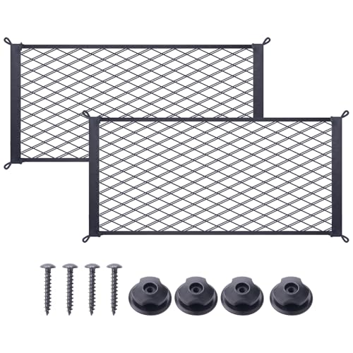 MWMNUN 2 Pcs Universal Stretch Mesh Car Mesh Bag with Screws and Hooks for Trunk RV Boats Home Cargo Storage 177 x 98 - Image 1