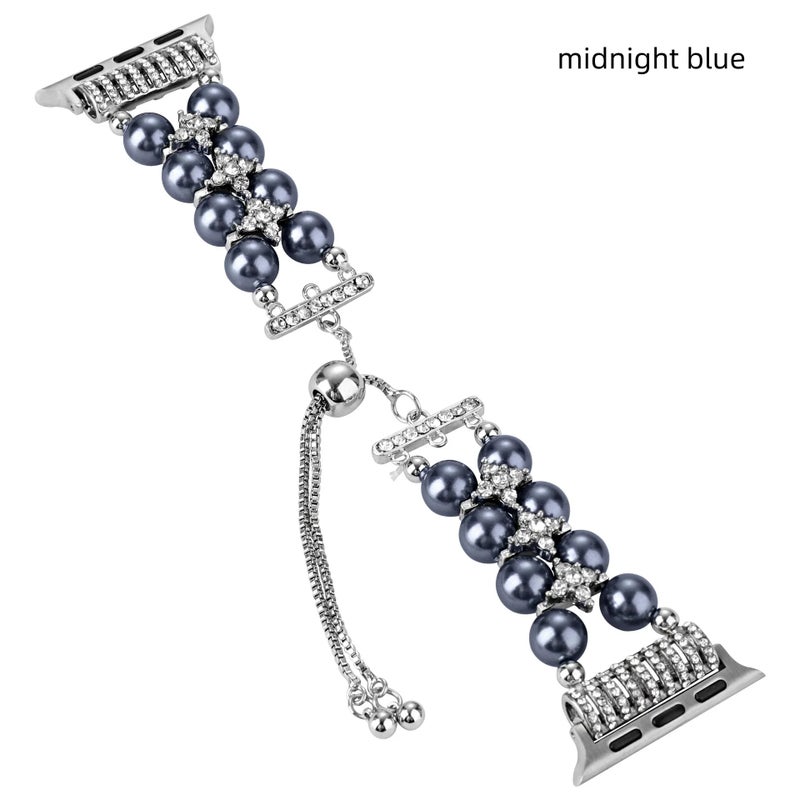 Bluejw Stretchy Beaded Strap with Pearl Charms – Replaceable Watch Band for Apple Watch Series 8, 9, Ultra (49mm, 45mm, 41mm) - Image 1