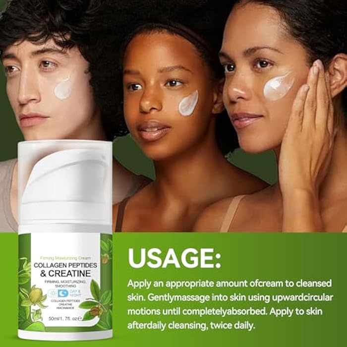Grospe Collagen Peptide Complex Moisture Cream with Retinol,Creatine and Plant Squalane - Skin Tightening Firming - Anti Aging Face Wrinkle Cream, Day & Night Moisturizing Facial Cream -1.7oz - Image 5