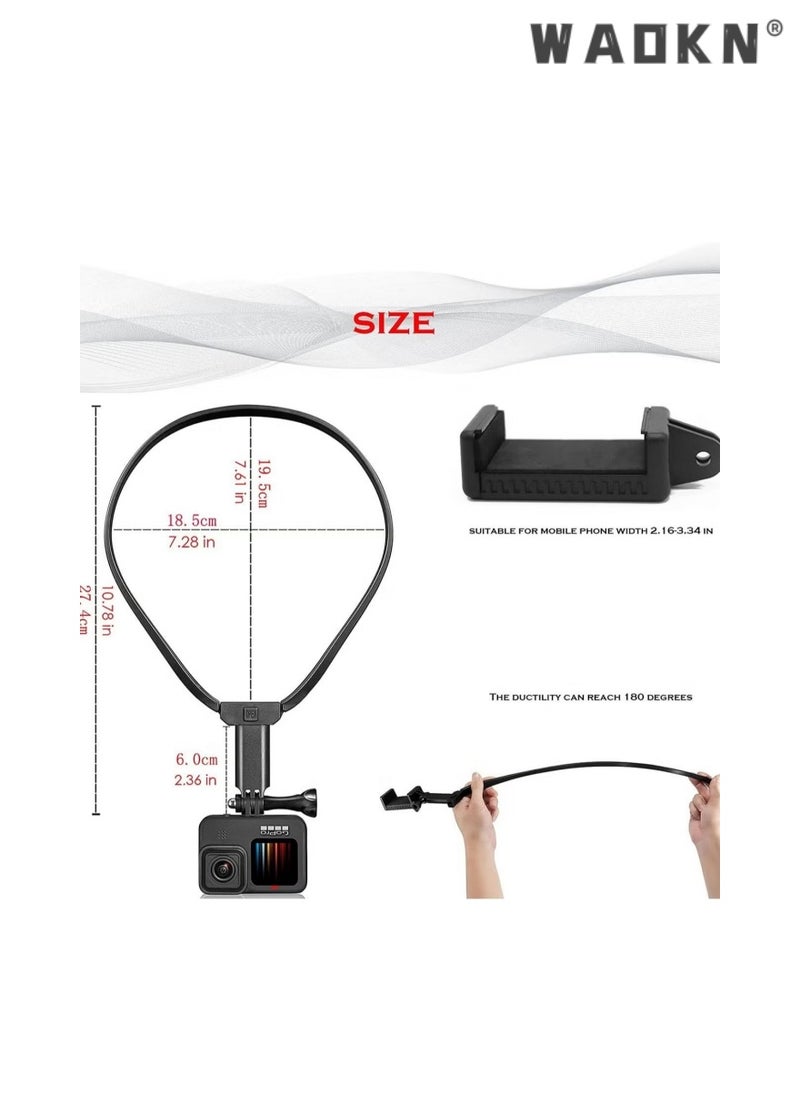 WAOKN Sports Camera Neck Hanging Mount Bracket First Angle Accessory Extendable Selfie Kit, Compatible with MAX Hero,GOPRO12 DJI Insta360, Coyote, AKASO and Cell Phone Cycling Travel  - Image 4