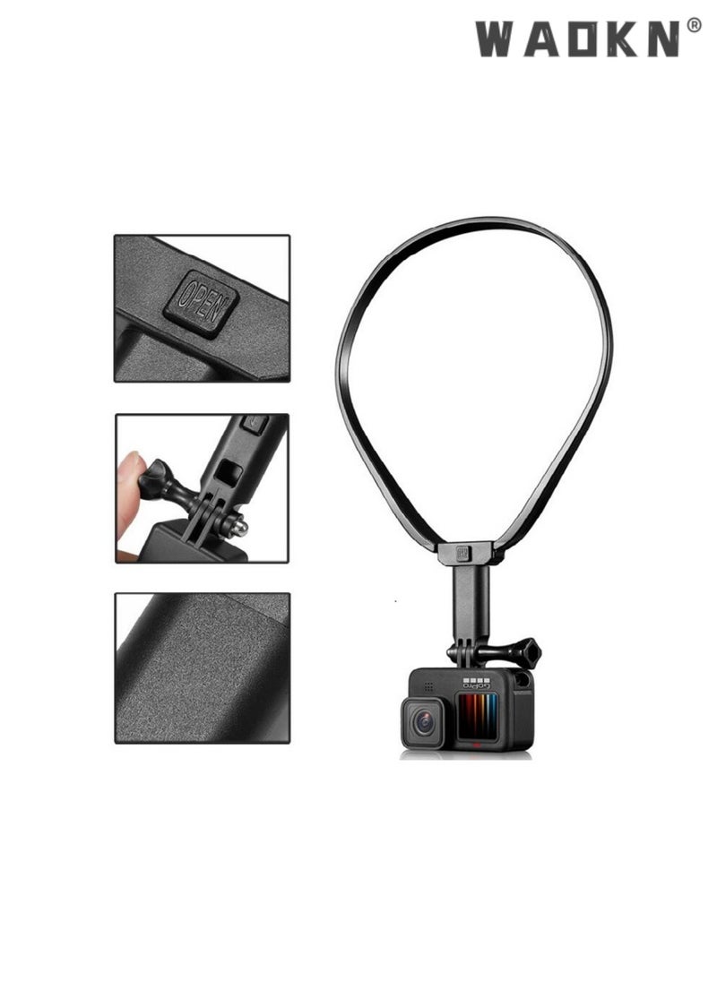 WAOKN Sports Camera Neck Hanging Mount Bracket First Angle Accessory Extendable Selfie Kit, Compatible with MAX Hero,GOPRO12 DJI Insta360, Coyote, AKASO and Cell Phone Cycling Travel  - Image 2