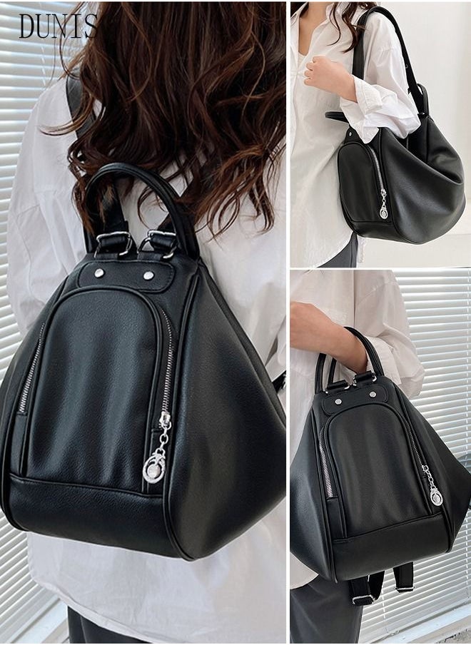 DUNISO Women's Backpack Fashionable Travel Backpack For Women Faux Leather Shoulder Bag Anti Theft Double Shoulder Backpack Handbag For College Girls Students Black  - Image 1