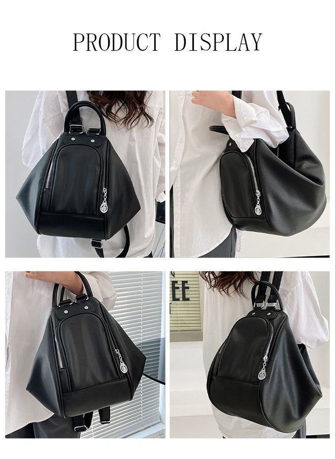 DUNISO Women's Backpack Fashionable Travel Backpack For Women Faux Leather Shoulder Bag Anti Theft Double Shoulder Backpack Handbag For College Girls Students Black  - Image 2
