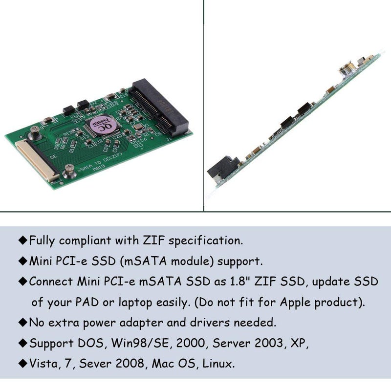 Ximimark 1Pcs Mini PCI-E mSATA to CE ZIF 1.8 inch SSD to 40 pin ZIF CE Cable Adapter Converter Card SSD HDD Adapter Converter - Image 4