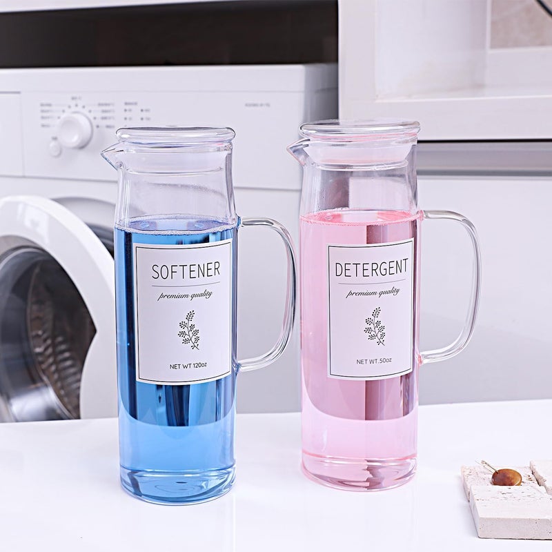 KitHero Laundry Detergent Dispenser Set with Labels and Handle for Laundry Room Organization and Storage- Easy Pour 2 Pack 50 oz Liquid Laundry Containers for Laundry Room Decor, Farmhouse Decor - Image 1