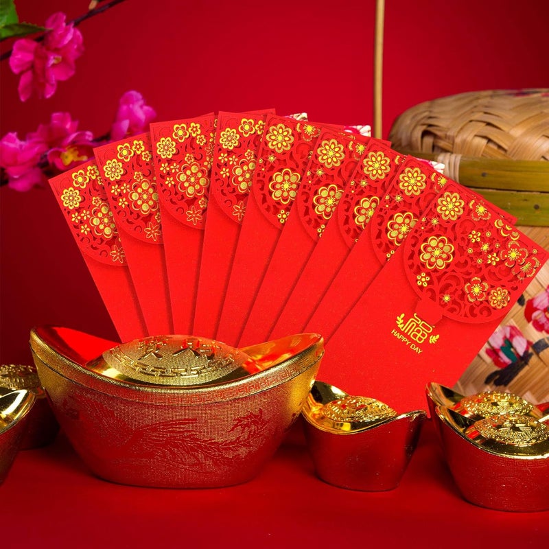 klarako 20 Pieces New Year Red Envelopes 2023 Chinese Red Packet Lucky Money Pockets Chinese Hongbao for Spring Festival Birthday Wedding, 2 Designs - Image 3