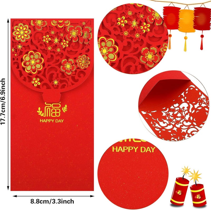 klarako 20 Pieces New Year Red Envelopes 2023 Chinese Red Packet Lucky Money Pockets Chinese Hongbao for Spring Festival Birthday Wedding, 2 Designs - Image 2