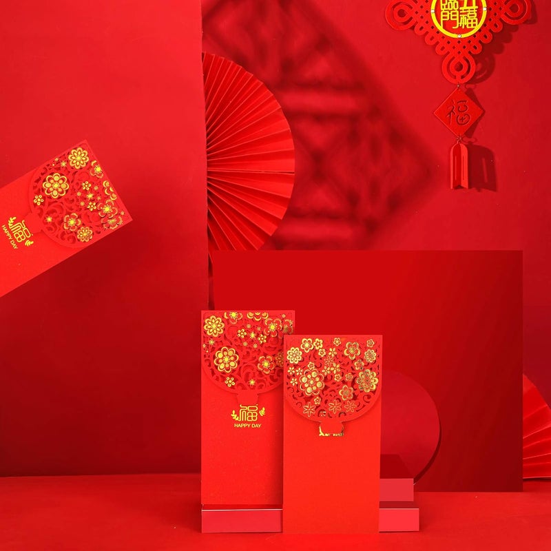 klarako 20 Pieces New Year Red Envelopes 2023 Chinese Red Packet Lucky Money Pockets Chinese Hongbao for Spring Festival Birthday Wedding, 2 Designs - Image 4