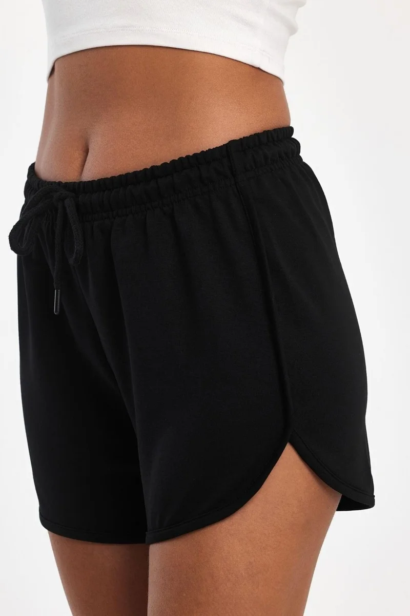 mmetalic Women's Slit Seasonal Premium Fabric Regular Fit String Black-Grey Short Mini Shorts