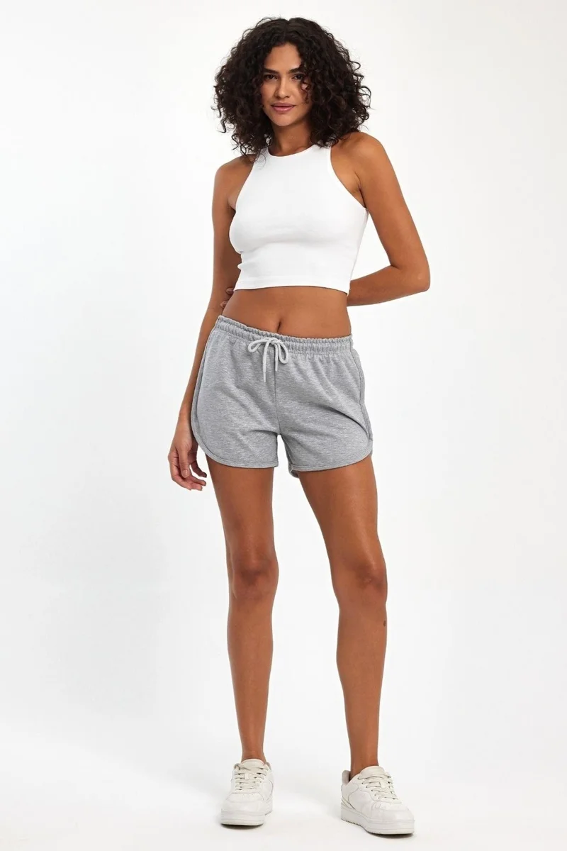 mmetalic Women's Slit Seasonal Premium Fabric Regular Fit String Black-Grey Short Mini Shorts
