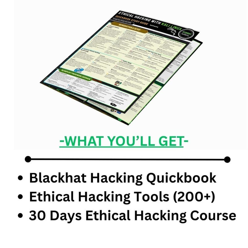 Ethical Hacking with Kali Linux Quick Book 2025 | Laminated Cheatsheet Reference Guide (Free Hacking Course & Tools) - Image 5